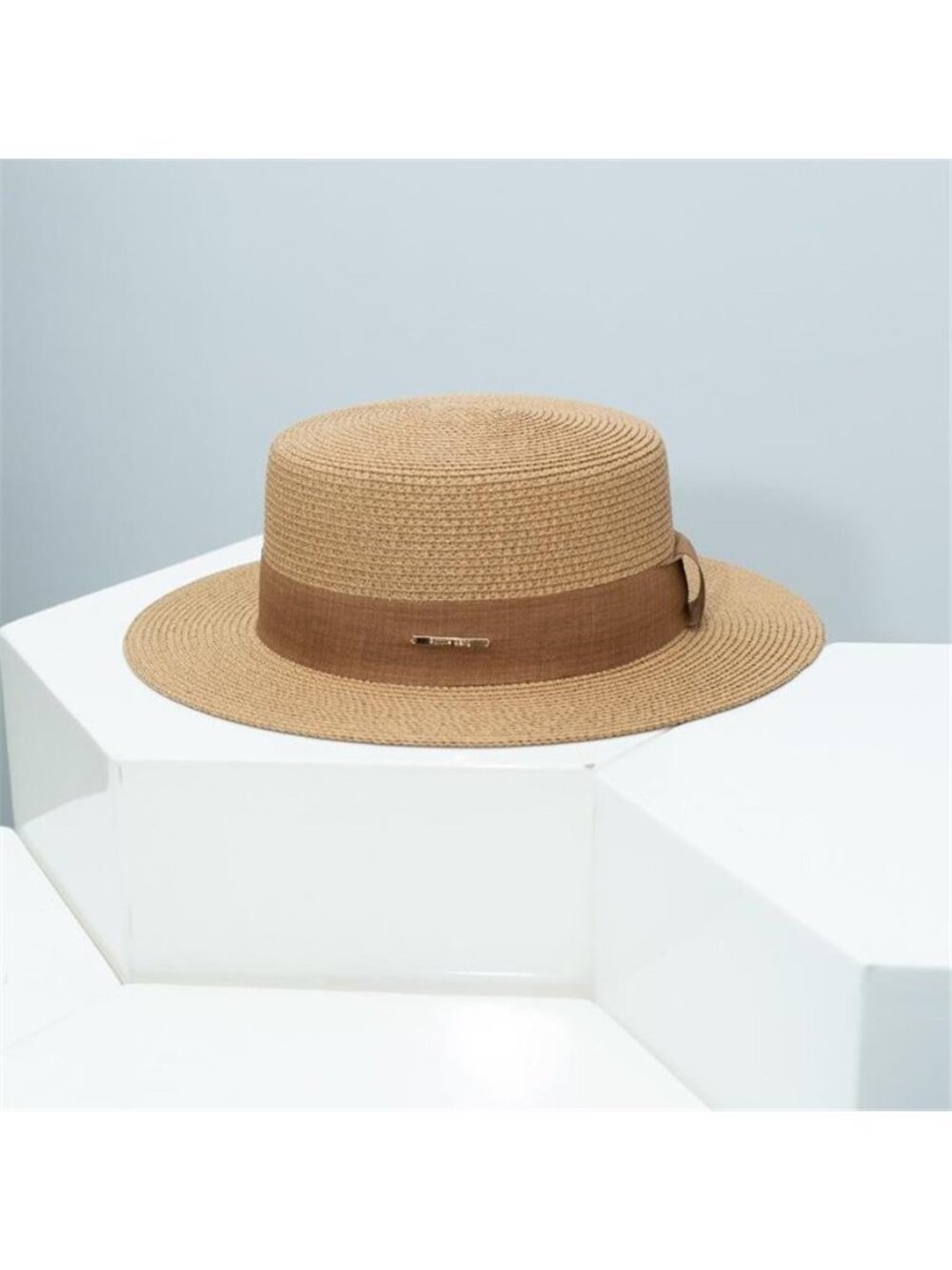 Straw Boater Hat with Ribbon - Picture 4 of 7